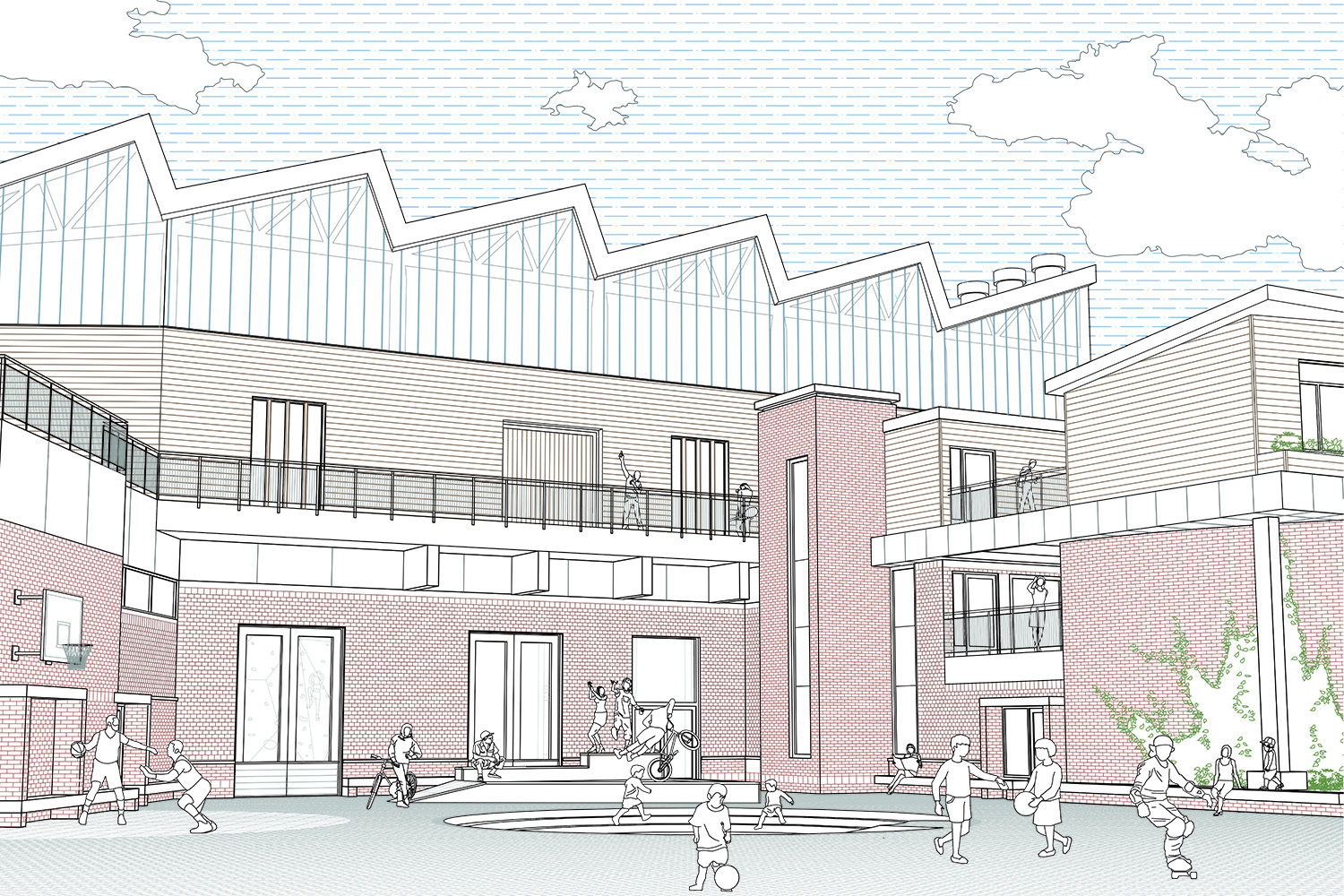 Perspective of central courtyard